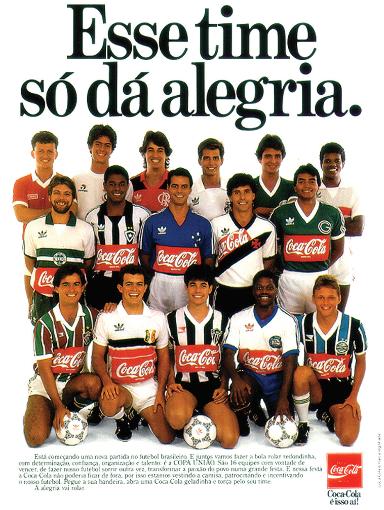 Anúncio da Cola-Cola, patrocinador oficial dos times que disputaram a Copa União 1987| Reprodução: jhareias.com